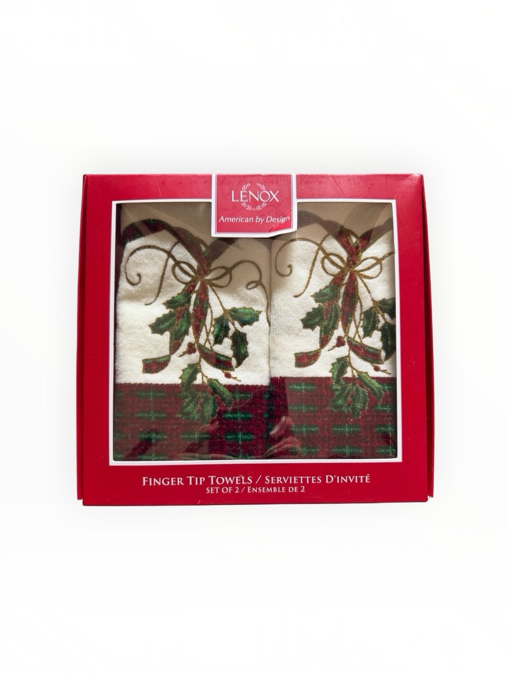 Lenox Set of 2 Holiday Nouveau Finger Tip Towels Traditional Christmas